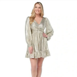 3/25 promo! Skies Are Blue metallic champagne mini dress nwt $99